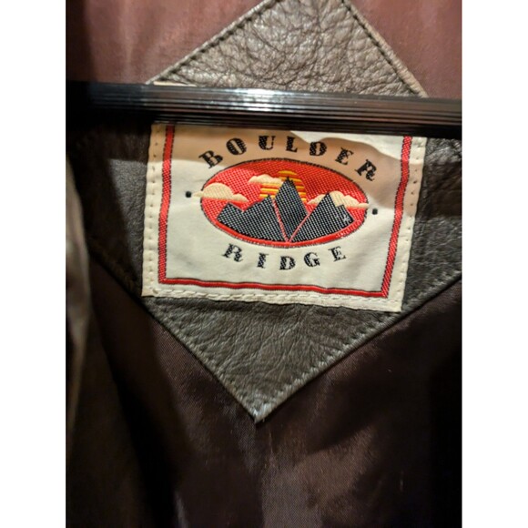 VTG Boulder Ridge Mens L Black Leather Jacket Bomber - Picture 8 of 16